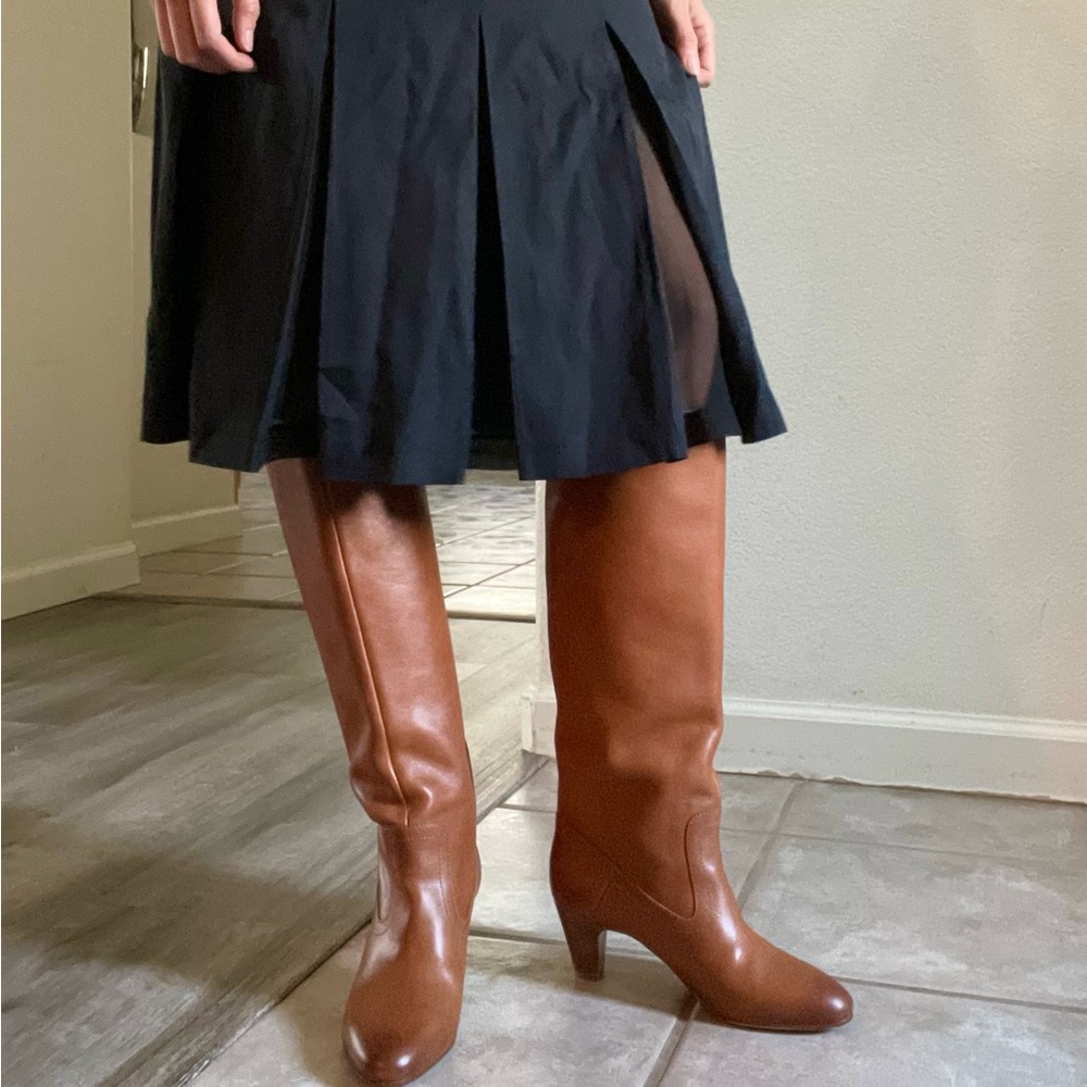 Maison Margiela Brown Leather Western Boots Heeled Knee High